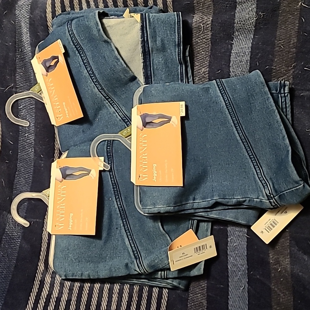 NWT Women's Maternity Blue Denim Stretch Jeggings Jeans 3 Pair Size XL (16/18)